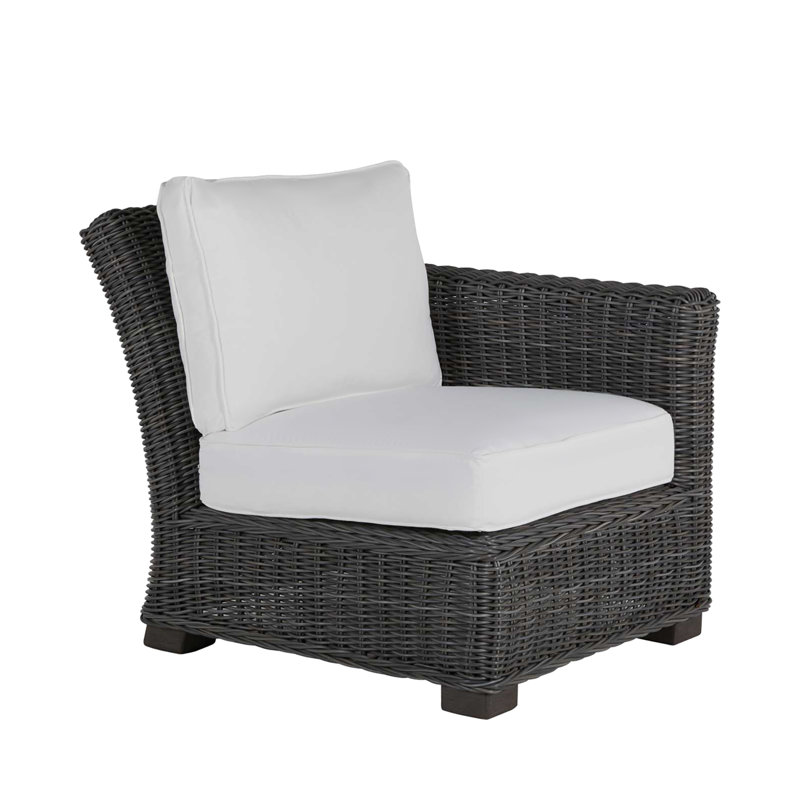 Rustic Woven Sectional Left, No Welt, Rollo Lace InsideOut® Linen, Slate Gray