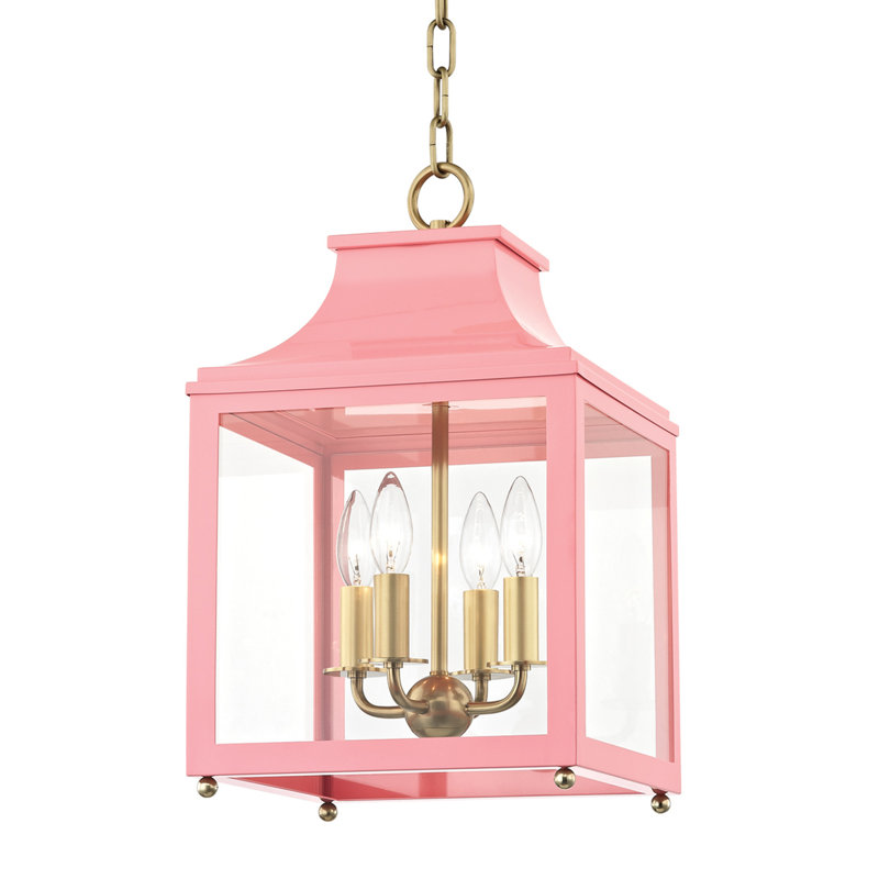 Leigh 4-Light Foyer Pendant, 18.63" H x 11.5" W x 11.5" D, Vintage Gold Leaf, Clear