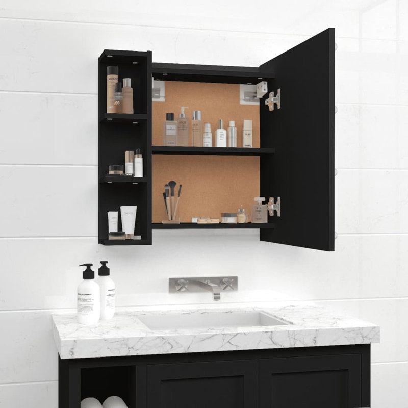 700mm W 600mm H Surface Framed Medicine Cabinet Mirror 6 Fixed, Black