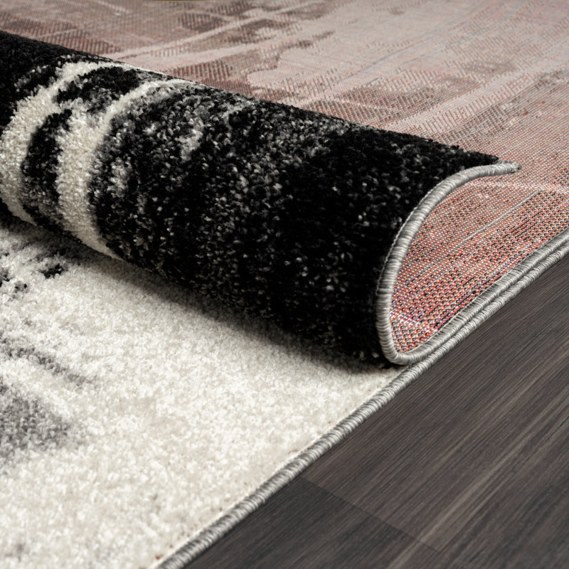 Stourbridge Abstract Area Rug in Black, Rectangle 5'3" x 7'6"