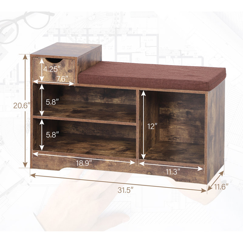 Polyester Blend Upholstered Storage Bench, null