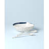 Lenox Blue Bay Set Insalatiera E Alzata In Porcellana Blu Con Mestolo In Legno - Ciotola Lavastoviglie E Microonde - 3