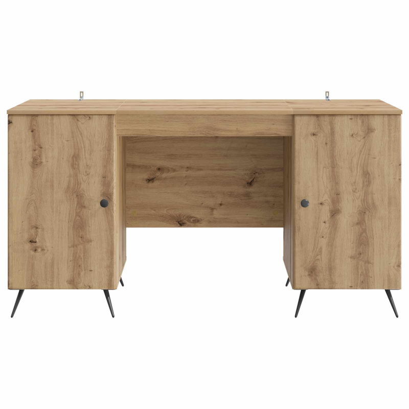  Desk With Shelf With Storage With Door Engineered Wood Furniture Set, Artisan Oak
