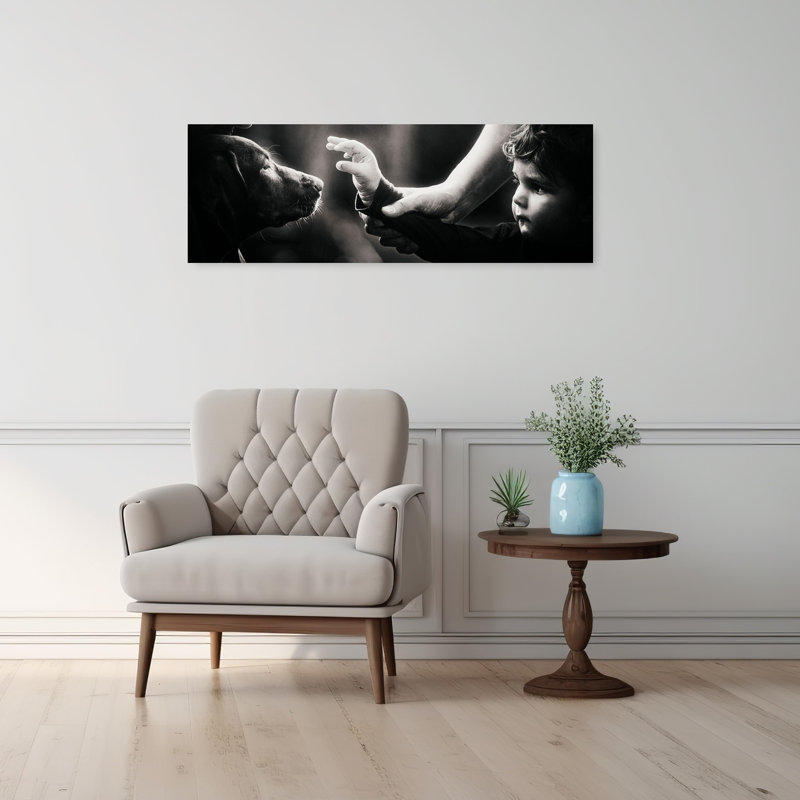 «Tender Baby Dog Connection», art mural contemporain, H 36 po x l 12 po
