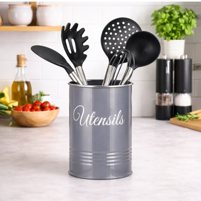 Metal Round Utensil Crock