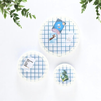 Blue Memory Board Wall Decor 3 - Piece , Oval Shape, Solid Wood Frame, Perfect For Living Room Display Circle Of Pieces, Modern Style Enrichment Ideas