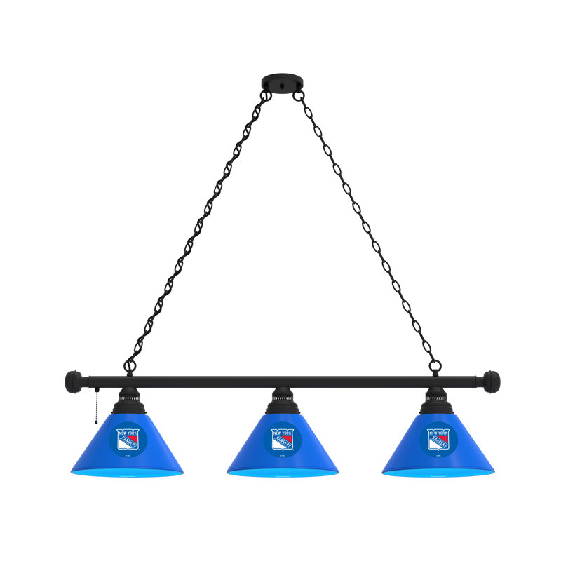 3 - Light Pool Table Lights Pendant, Black, New York Rangers