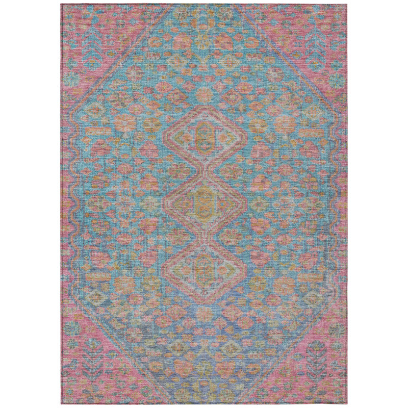 Tapis intérieur / extérieur lavable à la machine Sky Xhevrie, Rectangle 9 pi x 12 pi