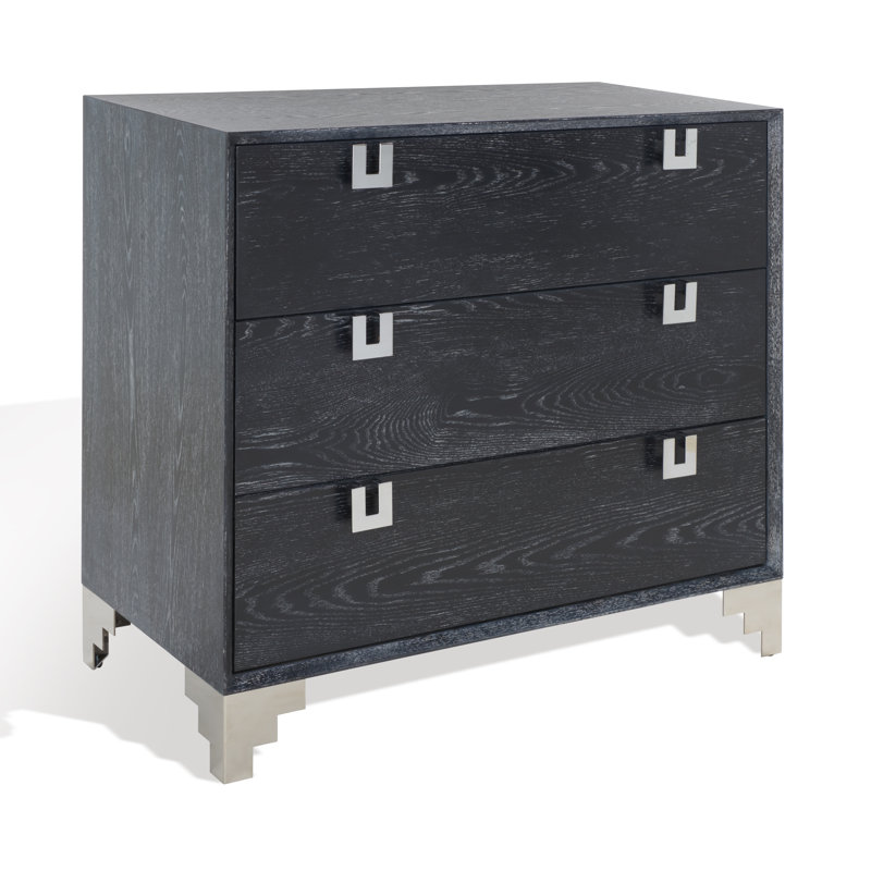 Hamlig Accent Chest, Black Cerused Oak/Chorme