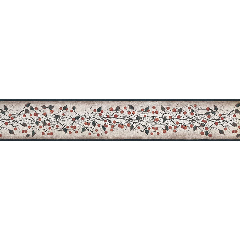 Bordure de papier peint L 15 pi x l 4,25 po Berries Leaves