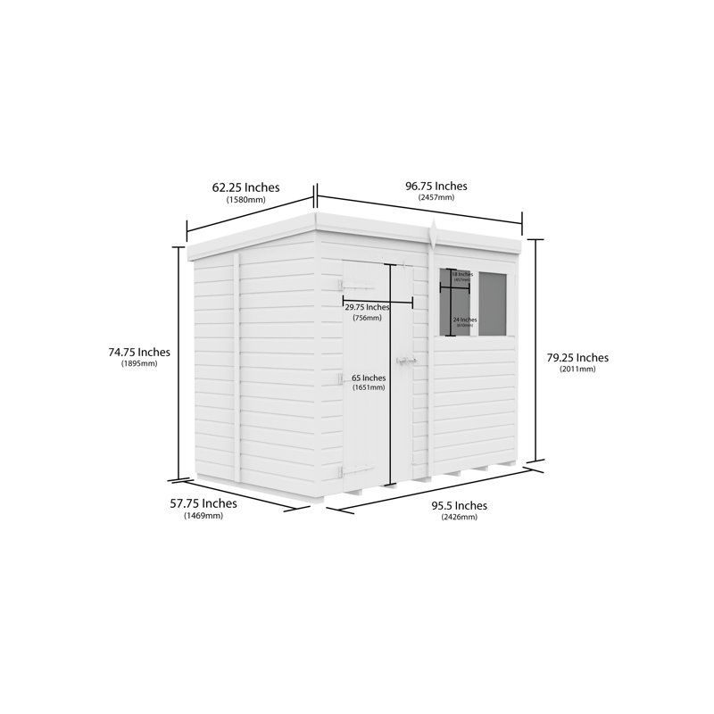 Total Sheds 8ft x 5ft Security Pent Shed - Heavy-Duty Hasp Staple Anti-Tamper - Pressure Treated Timber - UK Manufactured