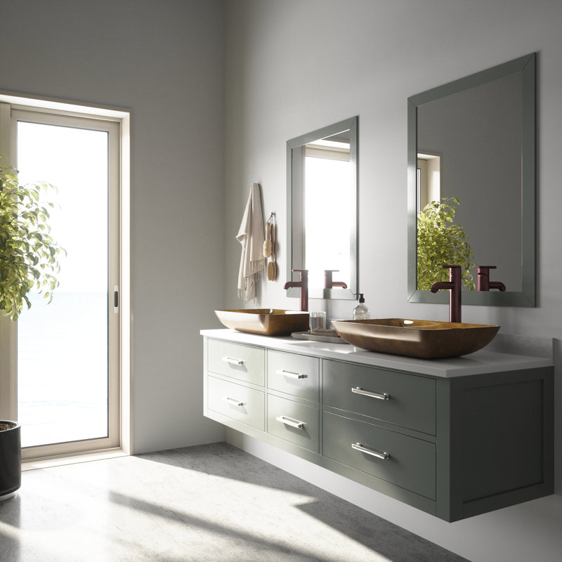 Lavabo de salle de bain rectangulaire Donatello, Cuivre
