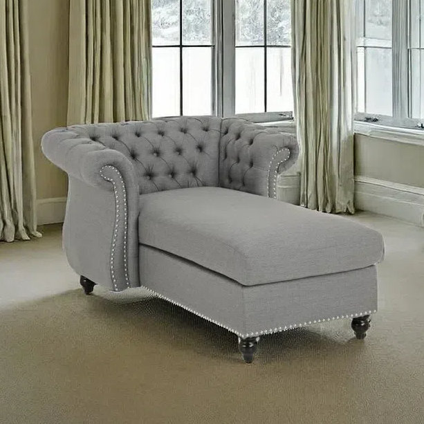 Chaise longue néo-classique décontractée et élégante, Gris