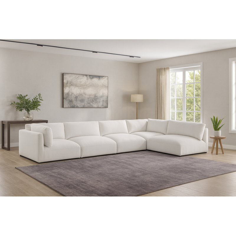 Canapé modulaire réversible de coin Ivelisse, Tissu crème en polyester