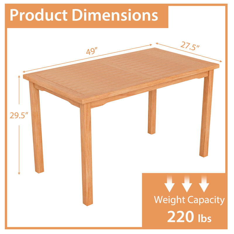 Keonda 27.5" Indonesia Teak Wood Dining Table