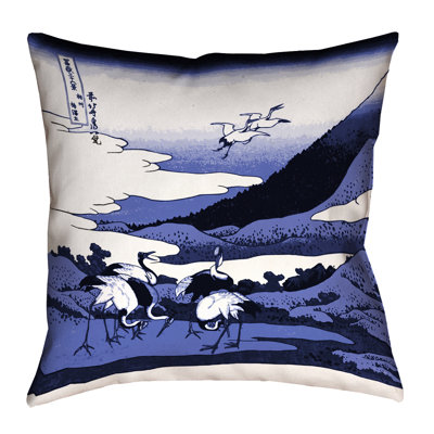 Katsushika Hokusai Leather/Suede Reversible Throw Pillow