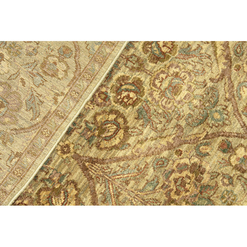 Tapis vert et vert noué à la main de haute qualité