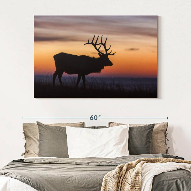 Crowk wapiti au lever du soleil, H 34 po x l 51 po