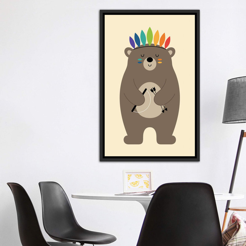 «Be Brave» par Andy Westface - impression d'art graphique, Pas de tapis, H 60 po x l 40po x P 1,5 po, Toile avec cadre noir