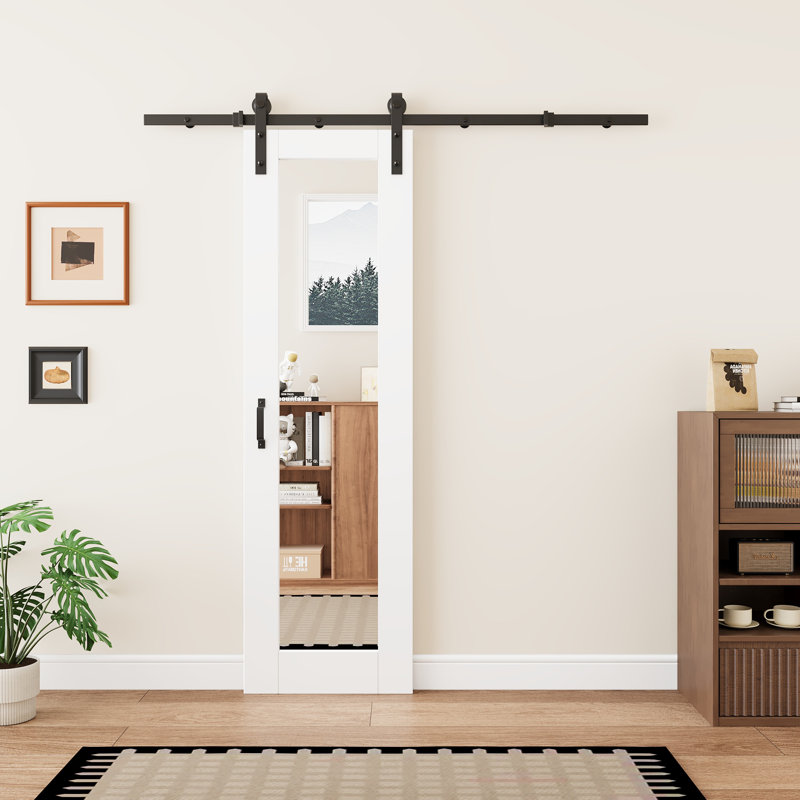  𝗥𝗲𝗾𝘂𝗶𝗿𝗲𝗱 𝗔𝘀𝘀𝗲𝗺𝗯𝗹𝘆 𝗥𝗲𝗾𝘂𝗶𝗿𝗲𝗱 Panneau de porte, portes de grange coulissantes en bois manufacturé à miroir H 80 po avec quincaillerie