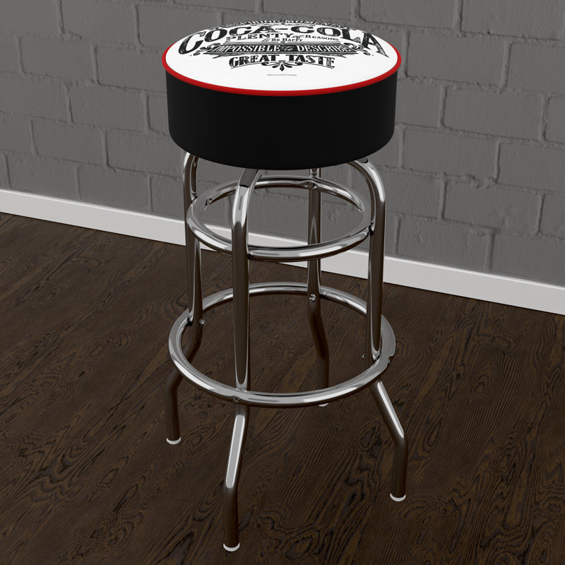 Swivel Upholstered Counter Stool with Metal Frame, Black/White