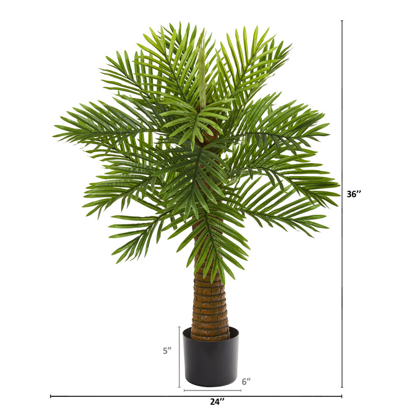 Faux Palm Tree in Pot Liner, 36" H x 24" W x 24" D