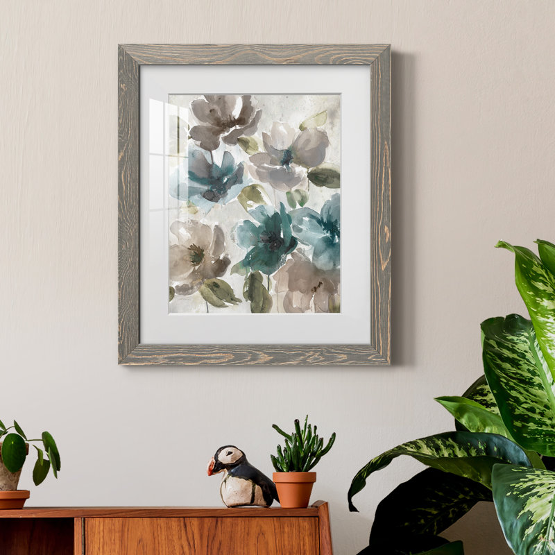 Topaz Garden I - peinture encadrée, H 20 po x l 17 po x P 1,5 po, Gris