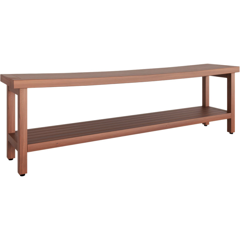 Sumba Teak Shower Bench, 18.5" H x 60" W x 12" D, Teak Oil