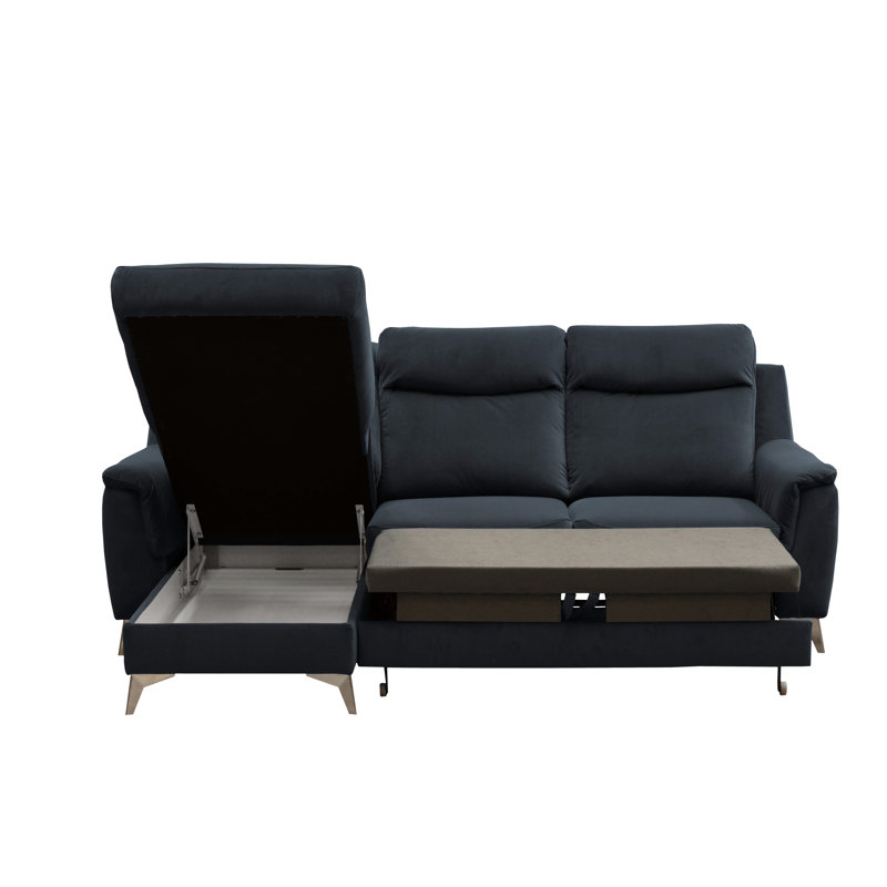 Izola 3 Seater Velvet Sofa Bed, Left Hand Facing, Graphite