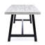 Table de salle à manger d'extérieur en bois gris sablé avec structure en fer noir rustique, structure métallique stable, 75 cm (H) x 178 cm (L) x 89 cm (P), capacité de charge de 136 kg, panneaux à lattes, bois haute performance.