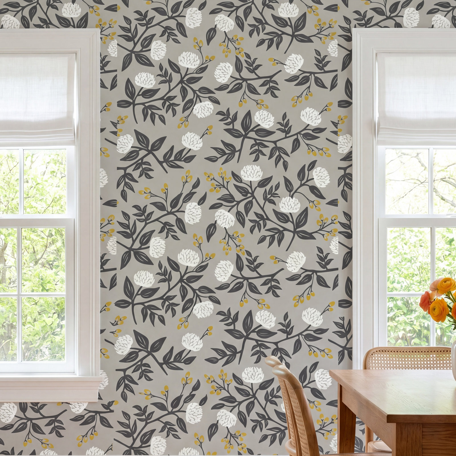 Rifle Paper Co. Peonies Wallpaper Roll, Gray