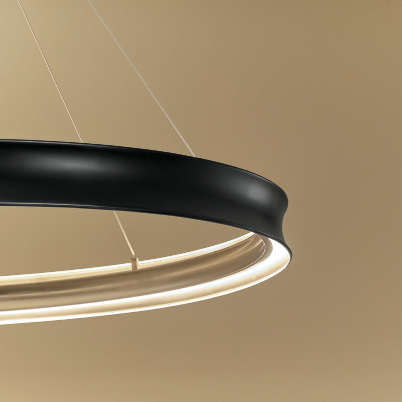 Soft Modern Circular LED Chandelier, Satin Black, 3.75" H x 49.5" W x 49.5" D