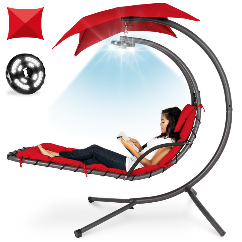 Chaise longue d'extérieur en métal Rikio, Rouge