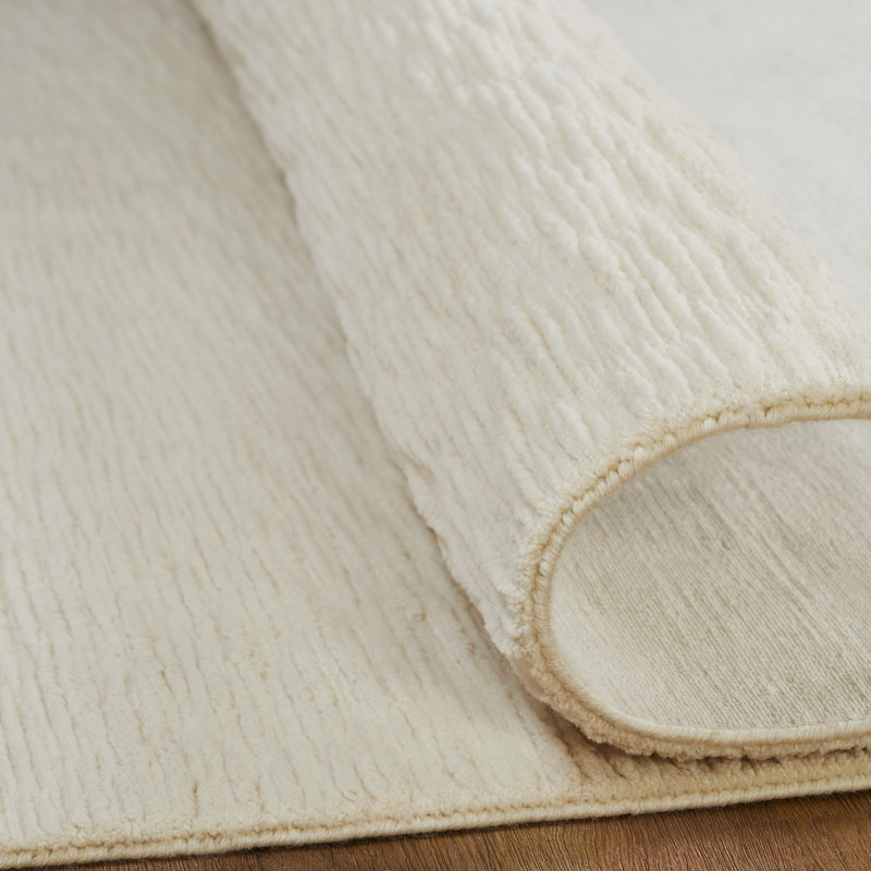 Serenity Sandy Dune Wool Hand Loomed Area Rug, Ivory, Rectangle 12' x 15