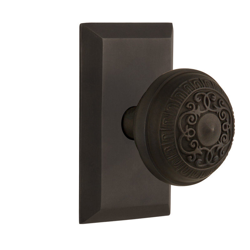Studio Plate with Egg & Dart Door Knob, Oil-Rubbed Bronze