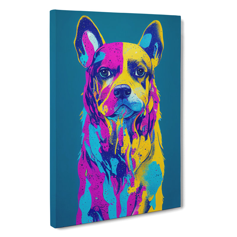 Colourful Dog No.2 Abstract - Wall Art, Wrapped Canvas, 50cm H x 35cm W x 3cm D, No Matte