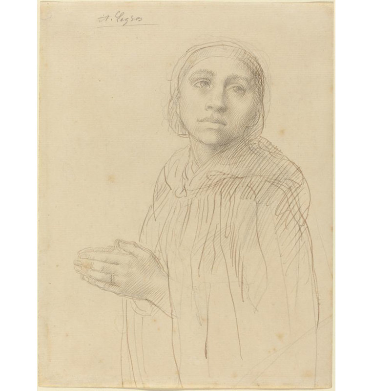 «Study of Woman Praying» par Alphonse Legros - Art mural sur toile tendue avec châssis, H 24 po x l 17 po