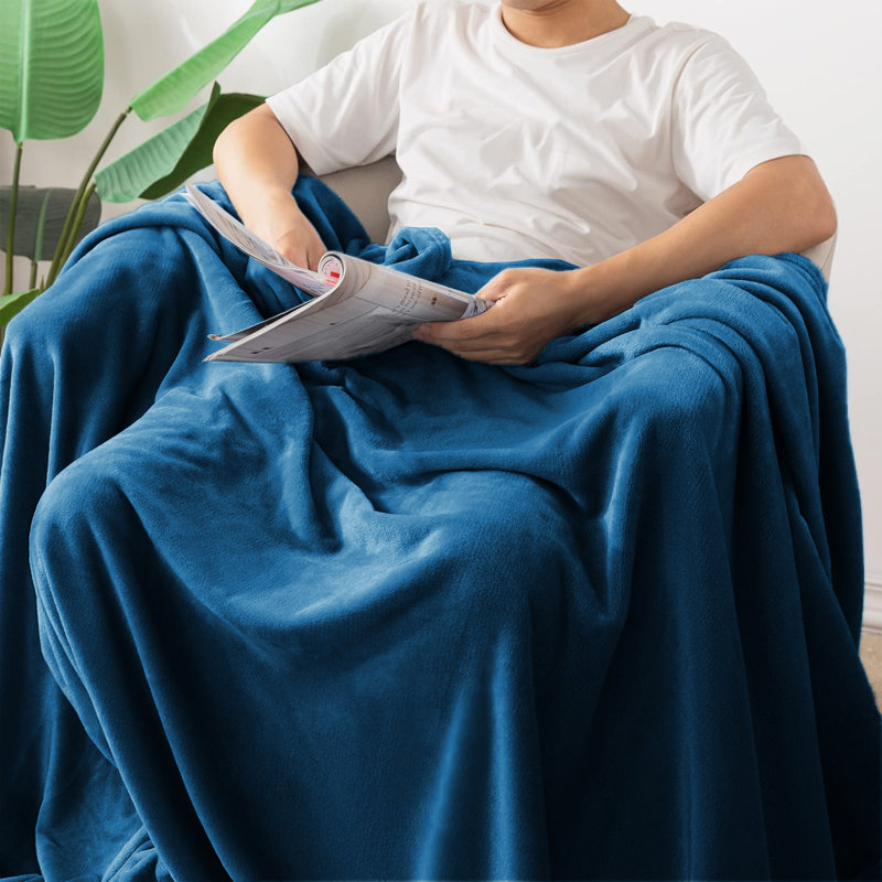 Makilah All seasons Sherpa Fleece Fur Soft Blanket for Bed, Sofa Throw  , 240cm H x 200cm W, Teal