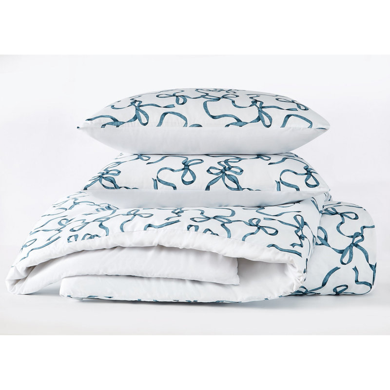 Ensemble de housse de couette en microfibre, Housse de couette pour grand lit et 2 taies décor, Bleu géométrique