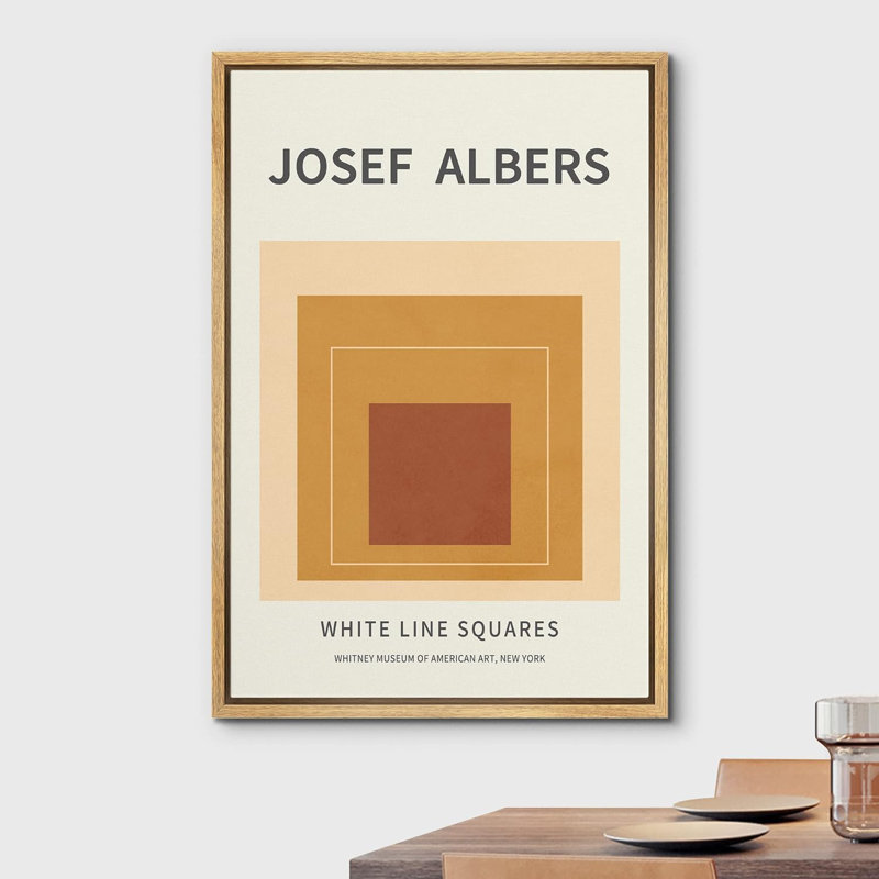 «Abstract Abstract Vibrant Color Blocks Brown and Tan Squares», reproduction encadrée sur toile par Josef Albers, Naturel