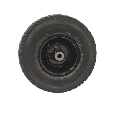 13x5.00-6 Flat Free Tire and Wheel Assembly with 3-Inch Centered Hub - Black PU Replacement for Garden Carts and Hand Trucks (Single Unit)