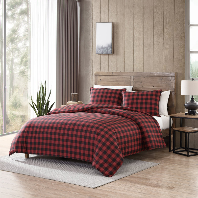 Ensemble de housse de couette Eddie Bauer, Housse de couette double / grand et 2 taies décor, Rouge écarlate