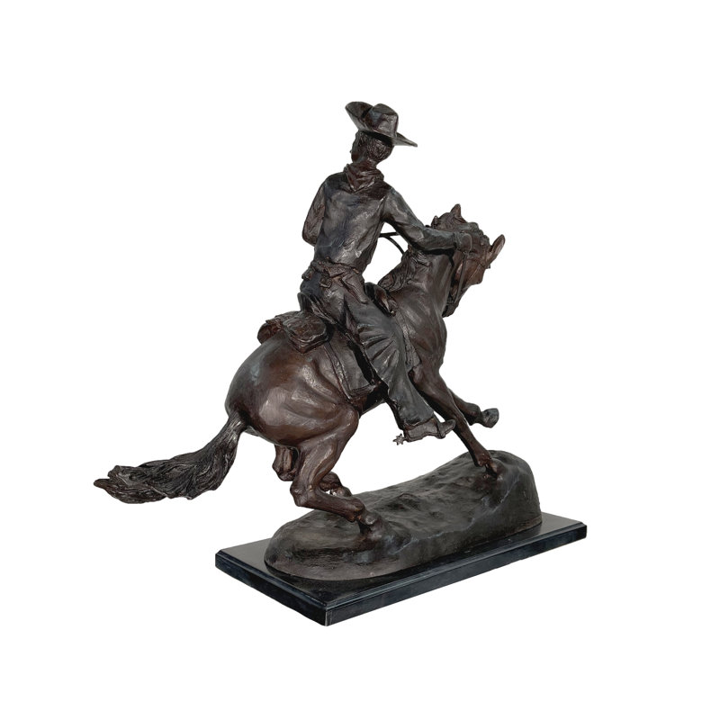 Bronze Frederick Remington Cowboy on Horse Table Top Sculpture