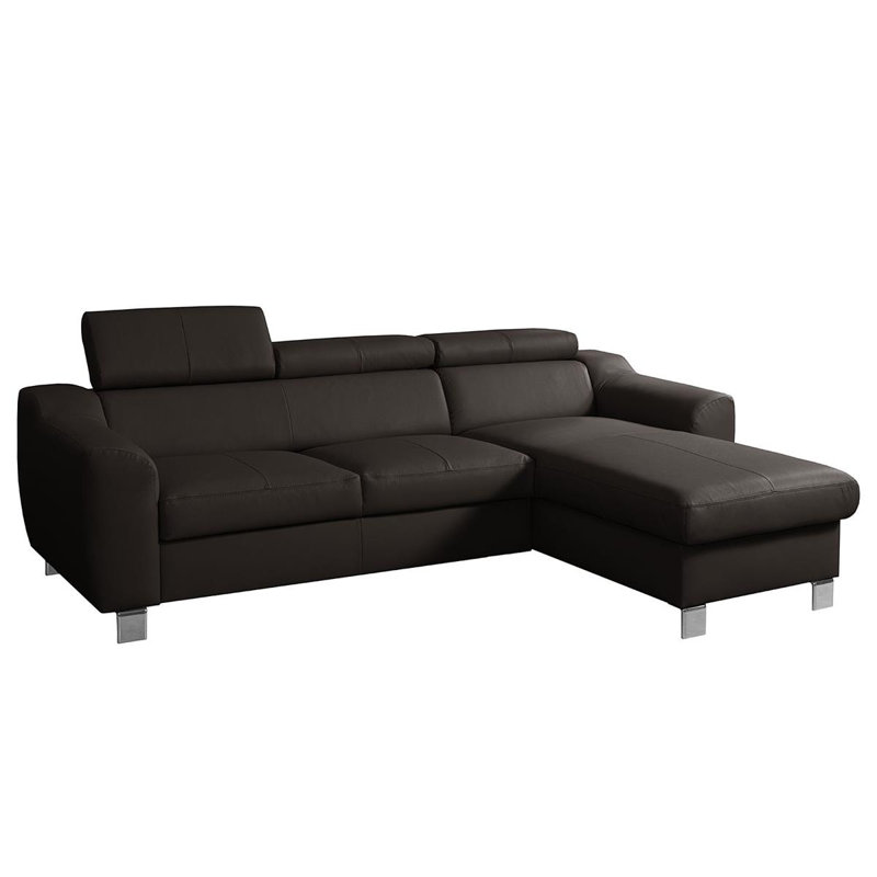 Avaiyah Leather Chaise Sofa with Sleeping Function and Storage, Dark Brown, No, Right Hand Facing