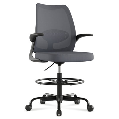 Ergonomic Mesh Drafting Chair Tall Office Chair With Adjustable Footrest Ring by Inbox Zero