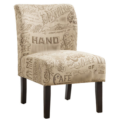 Contemporary Accent Chair In Chalkboard Print, Blend Material, Build, Removable Back And Legs, 250 Lbs Capacity, Approved Fabrics Print Fabric Armless Chair, Design, Frame, Fabrics, 21.5" Package