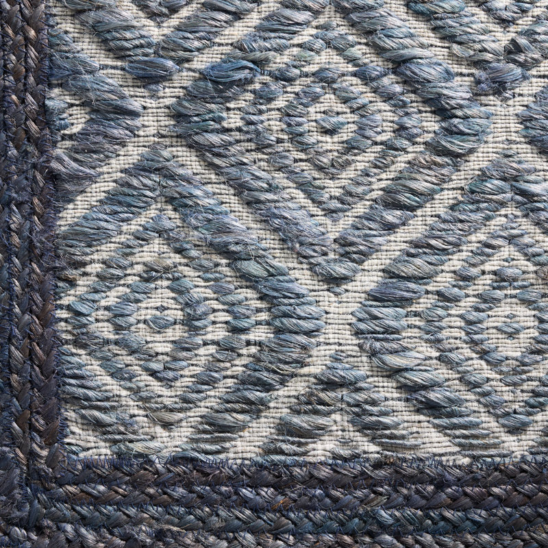 Town & Country Terra Nalani Textured Diamond Area Rug Midnight Blue, Runner 2'5" x 7"