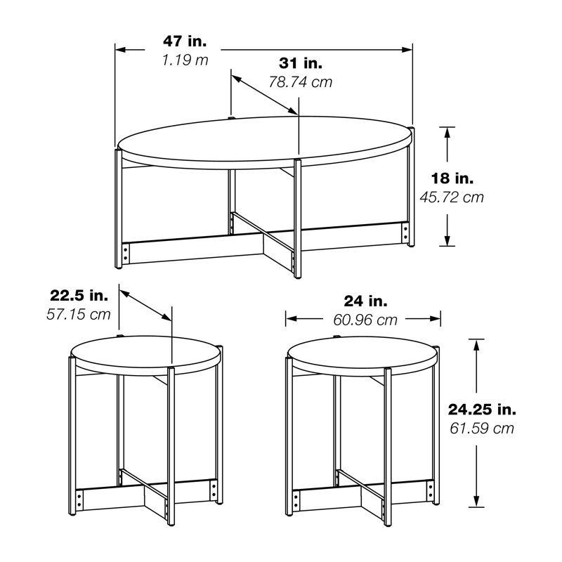 Ensemble de tables d'appoint 3 pièces