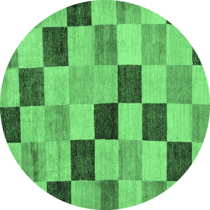 Washable Checkered Indoor Rug, Round 6'