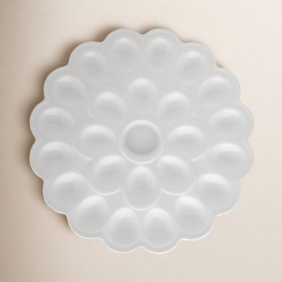 Max Flower 24-Egg Porcelain Serving Platter, 13.75-Inch